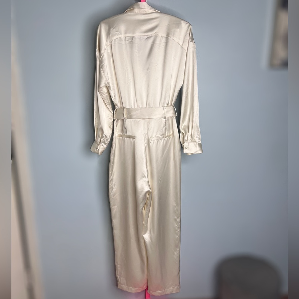 Zara Cream Satin Effect Jumpsuit size small - Picture 3 of 5